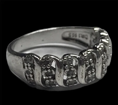 *Sterling Silver VICTORIA TOWNSEND DBJ Curve DIAMOND Accent Wedding Ring 7.5 - Image 1 of 4