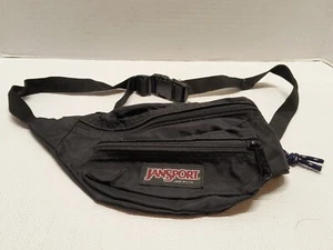 Vintage Jansport Fanny Pack Black Nylon Waist Belt Bag Hiking Made in USA 1990s - Imagen 1 de 10