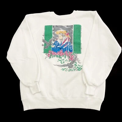 Sudadera De Colección Años 90 Cuello Redondo Mujer Mediana Raglán Mujer Con Sombrero, Pájaro, Arte Foto 1 de 4