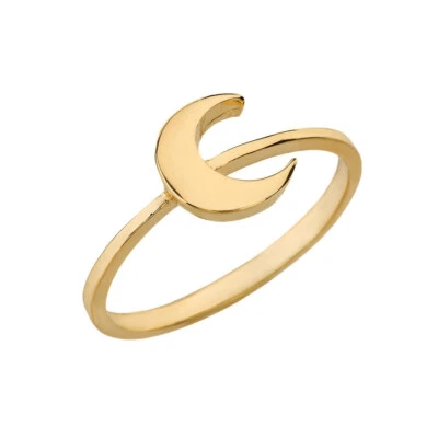 Solid Gold Moon Stackable Ring (Available in Yellow/Rose/White Gold) - Image 1 of 4