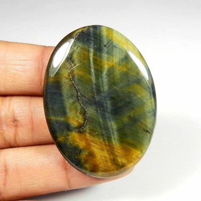 Natural Blue Tiger Eye Cabochon Oval Shape Flashy Gemstone Loose 83 Cts BT-32 - Image 1 of 4