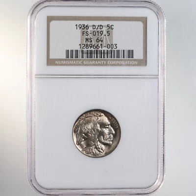 1936-D/D Buffalo 5C NGC Certified MS64 - Image 1 of 2