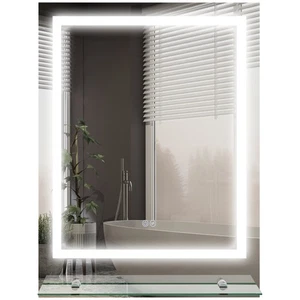 kleankin Dimmable Bathroom Mirror with LED Lights, Defogging Film, Clear - Picture 1 of 12