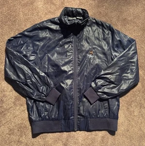 VTG The Izod Club Bear Lakes Jacket Sz M Blue Hooded Pouch Vented Windbreaker - Picture 1 of 9