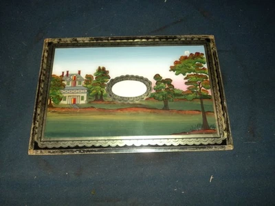 Glass reverse Painted Clock Panel 11 x 7 3/8 - Image 1 of 4