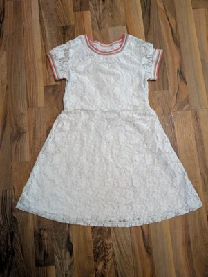 Vestido de encaje con forro Wonder Nation para niñas talla M (7-8) color blanco ribete arco iris Foto 1 de 4