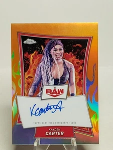 Kayden Carter 2025 Topps Chrome WWE Orange Flame Refractor /25 Auto - Picture 1 of 3