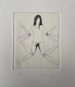 Signed George Stuempfig 7/100 Surrealist Etching On Paper "Hopscotch” - Picture 1 of 9
