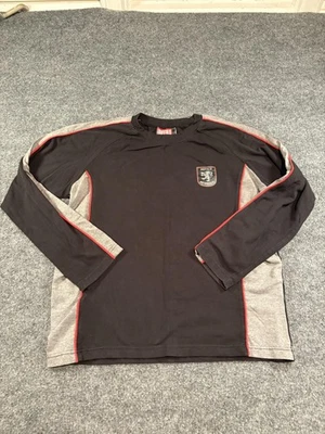 Camisa Buffalo Motorcycles Para Hombre XL Negra Gris Manga Larga Cuello Redondo Logo León Top Foto 1 de 4