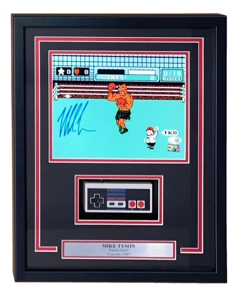 Mike Tyson Signed Framed 8x10 Punch Out Photo w/ Nintendo Controller JSA QR Holo - Image 1 of 2