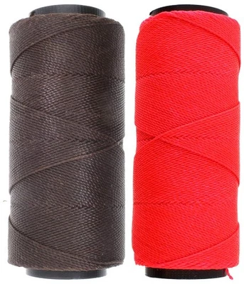 2 Knot It Waxed Polyester Cord 1mm Diameter 144M Spools (Cedar Brown, Neon Pink) - Image 1 of 3