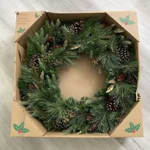 32" Pre-Iluminado 50 Luces LED Temporizador Corona Artificial de Navidad - Caja Envejecida NOB - Imagen 1 de 7