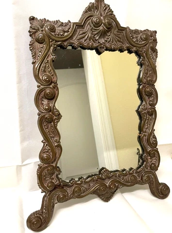 Antique  Ornate Metal Framed Mirror Cover