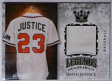 DAVID JUSTICE ~ Sportkings Legends Memorabilia Game Worn Patch Braves