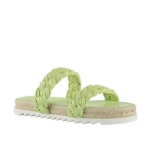 New Sz.6.5M Marc Fisher Mljaimee Leather Espadrille Slide Sandals Womens Green - Picture 1 of 6