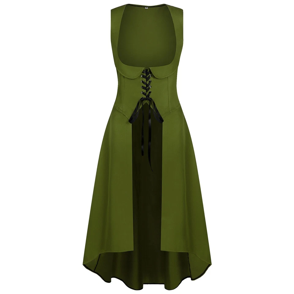 Womens Renaissance Costume Underbust Pirate Peasant High Low Dress Victorian - Image 1 of 4