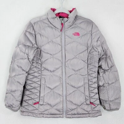 Chaqueta The North Face Niñas Extra Grande 18 Gris Plumón de Ganso 550 Relleno Abrigo Puffer Foto 1 de 4