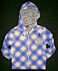 BABY GAP HOODIE Skull BLUE WHITE Zip Up Plaid Bone Skulls Sweater Jacket