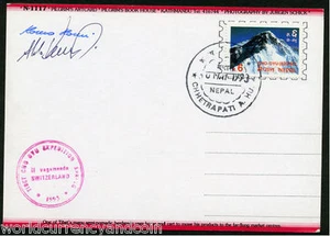TIBET 1993 CHO OYU NEPAL SWITZERLAND MOUNT EXPEDITION SIGN WITH PICTURE POSTCARD - Picture 1 of 1