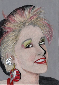 Original Artwork Color pencil picture portrait Cyndi Lauper 80's music icon gift - Picture 1 of 3