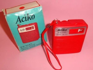 Vintage Aciko AR-777 ROT SILBER MINI TASCHENRADIO TRANSISTOR in OVP 70er Jahre - Bild 1 von 12
