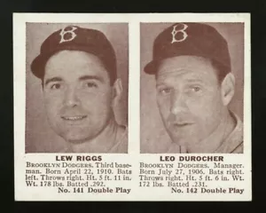 1941 R330 GUM PRODUCTS DOUBLE PLAY #141 LEW RIGGS #142 LEO DUROCHER MIGLIORE SU EBAY - Foto 1 di 2