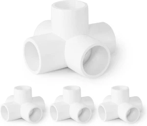 5 Way PVC Pipe Fittings 1/2 Inch, White PVC Elbow Corner Side Outlet Tee Fittin - Picture 1 of 12