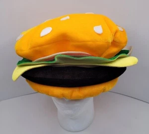 Hamburger Cheeseburger Plush Hat Halloween Costume Party Hat/Cap Dress Up - Picture 1 of 13