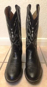 Tony Lama Herren Cowboystiefel Glatt Strauß Runde Spitze - CT871 Schwarz 9,5 D - Bild 1 von 12