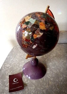 Gemstone WORLD GLOBE 8" Across Globe 15" High Amethyst Color NIB - Picture 1 of 4