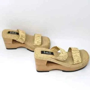 Vintage 90s LEI Wedge Sandals Chunky Platform Heels Size 10 US Daffie Espadrille - Picture 1 of 13