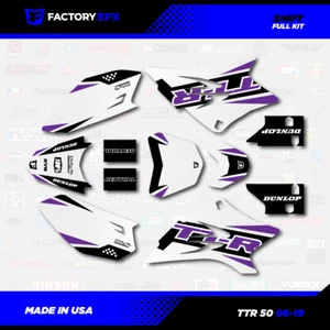 White & Purple Shift Racing Graphics Kit fits 06-25 YAMAHA TTR50 TTR 50 decal - Picture 1 of 4