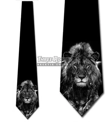 Black and White Lion Tie Men's Cat Animal Neck Ties Brand New - Image 1 of 3