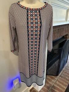 Max Studio Geometric Pattern Pullover Shift Knee Length Dress Small - Picture 1 of 5