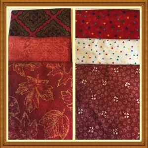 Half Yard Cuts 6 pieces Fabric Red Variety 100% Cotton ( B ) - Picture 1 of 11