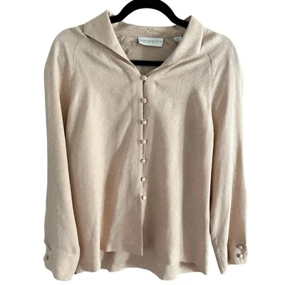 Blusa para mujer Valerie Stevens pura seda estampado cachemira botón delantero talla 6P  Foto 1 de 4