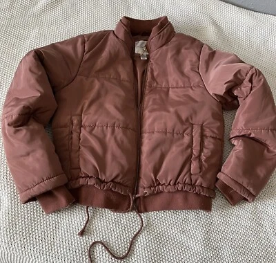 Abrigo Chaqueta Acolchado Blanco Fawn Puffer Cremallera Corta Bolsillos Laterales Talla XL, Color Rosa Foto 1 de 4