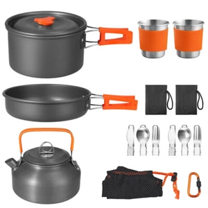 FUNYKICH 17PCS Camping Cooking Set, Non-Stick Lightweight Camping Pots and Pans - Picture 1 of 7