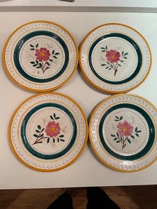 Antike Stangl Keramik Terra Rosengarten Blume Speiseteller 4 Stück - Bild 1 von 3