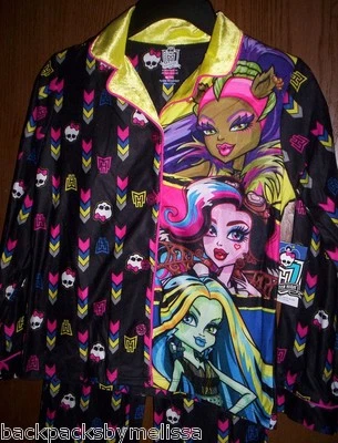 MONSTER High Pajamas Girls 10/12 NEW Fleece Button Down Shirt Pants Warm Pjs NWT - Image 1 of 2