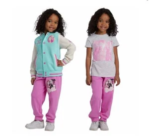 Girls Barbie 3 Piece Jacket Pants Shirt Set Tee Outfit Barbiecore 5 6 7 Pink Car - Picture 1 of 6