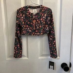 NWT Art Class Girls Floral Print Zip Up Long Sleeve Swim Top, Size Medium (8) - Picture 1 of 17