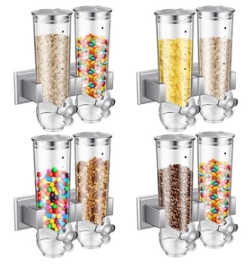 Paquete de 2 dispensadores de cereales montados en la pared de 3L en total alimentos secos, almacenamiento de arroz - Imagen 1 de 6