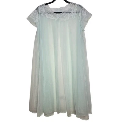 VTG Gossard Artemis Babydoll Nightgown Sheer Robe Boudoir Nylon Floral Coquette - Image 1 of 4