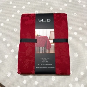 RALPH LAUREN Set 60 x 144 Red Tablecloth Nappe Mantel Christmas Holiday - Picture 1 of 5