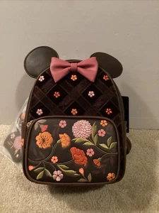 DISNEY MINNIE MOUSE FALL FLORAL COSPLAY MINI BACKPACK~ WITH TAGS~ BRAND NEW~ - Picture 1 of 8