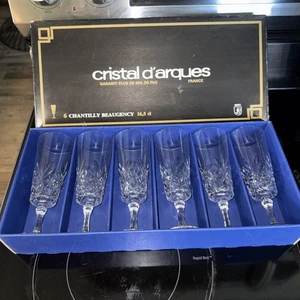 Set 6 Bicchieri Champagne Vintage Cristal D’Arques Castel 16,5 Cl Cristallo Flauto - Foto 1 di 6