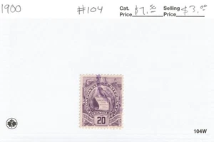 Guatemala / Republic of Guatemala #104 20c Purple "National Emblem" Used 1900 - Picture 1 of 1