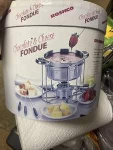 Juego de 12 fondue vintage de chocolate y queso Roshco de acero inoxidable nuevo - Imagen 1 de 4