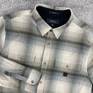 Roark Hemd Herren Medium beige kariert Flanell Wollmischung Druckknopf Langarm - Bild 1 von 10